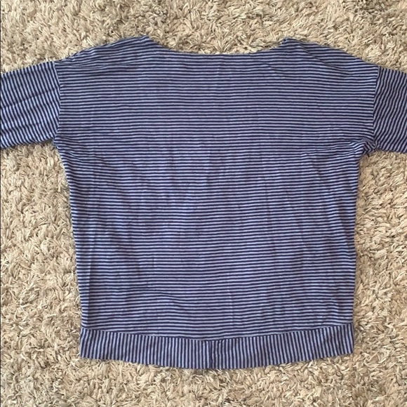 EILEEN FISHER Organic Linen Navy Striped Top - Picture 11 of 15